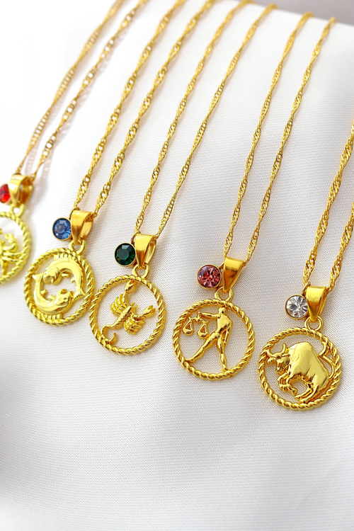 18K Zodiac Sign and Birthstone Necklace Ultramarine Birch