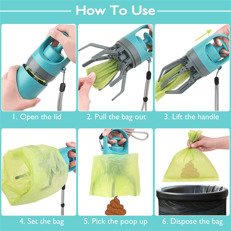 Portable Lightweight Dog Pooper Scooper With Built-in Poop Bag - Cart2u.ro