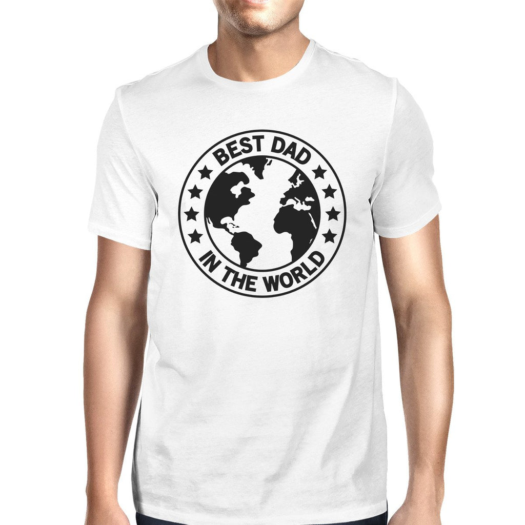 World Best Dad Mens White Round Tee Funny Gift - Cart2u.ro