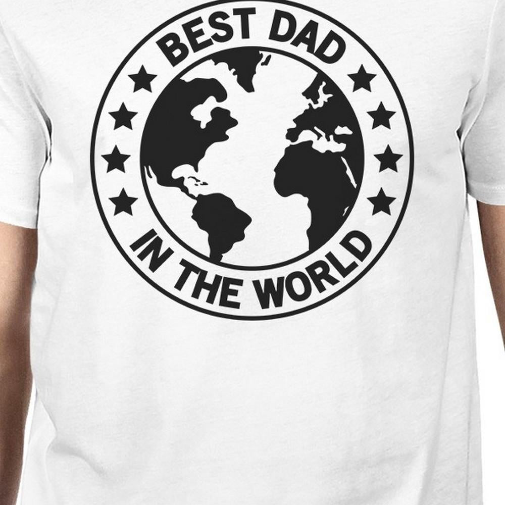 World Best Dad Mens White Round Tee Funny Gift - Cart2u.ro