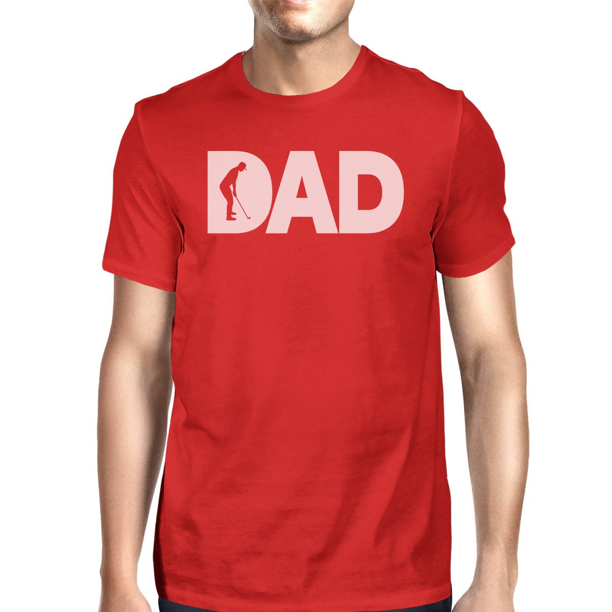 Dad Golf Mens Red Cotton Graphic Tee Unique Design - Cart2u.ro