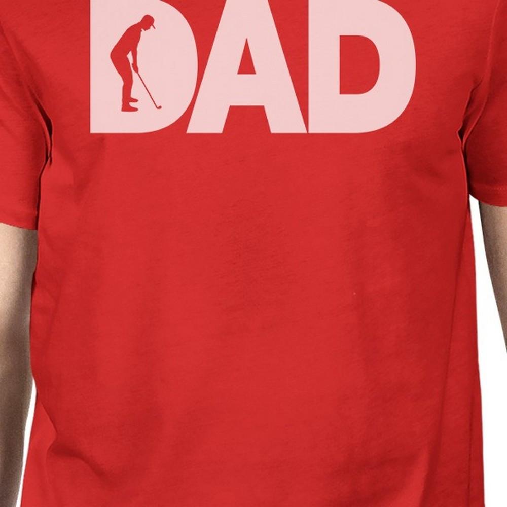 Dad Golf Mens Red Cotton Graphic Tee Unique Design - Cart2u.ro