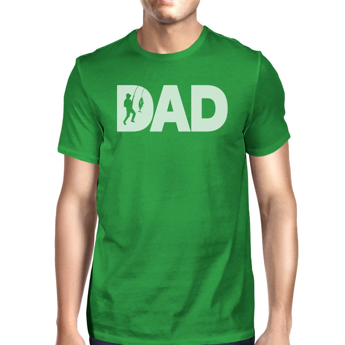Dad Fish Mens Green Graphic Design Tee Unique - Cart2u.ro