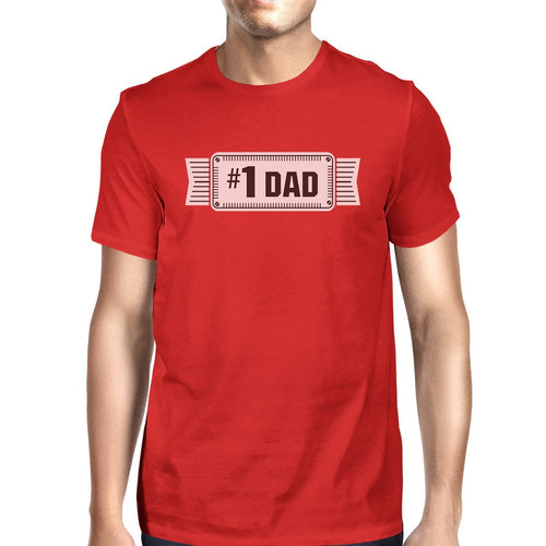 #1 Dad Mens Red Crew Neck Cotton Shirt Perfect Dad Birthday Gifts - Cart2u.ro