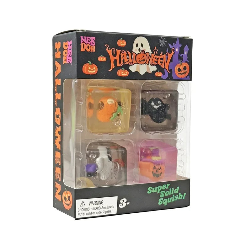 Schylling Needoh Halloween Teenie Mini Ice Cube 4Pack Fidger Sensory Toy Maltose Slow Rebound Anxiety Relief Squeeze Stress Ball