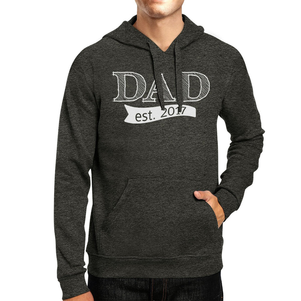 Dad Est 2017 Unisex Dark Grey Hoodie Fathers Day - Cart2u.ro