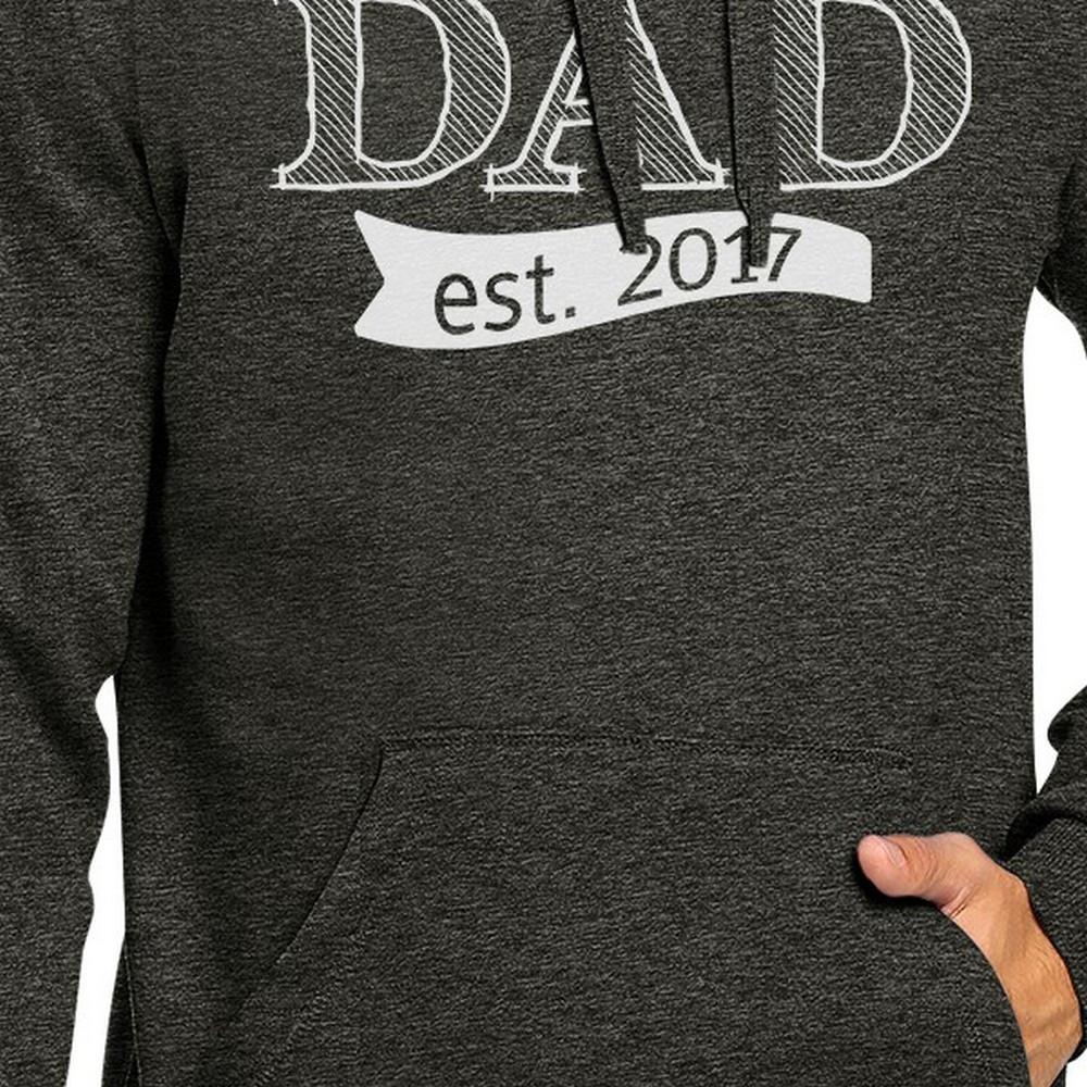 Dad Est 2017 Unisex Dark Grey Hoodie Fathers Day - Cart2u.ro