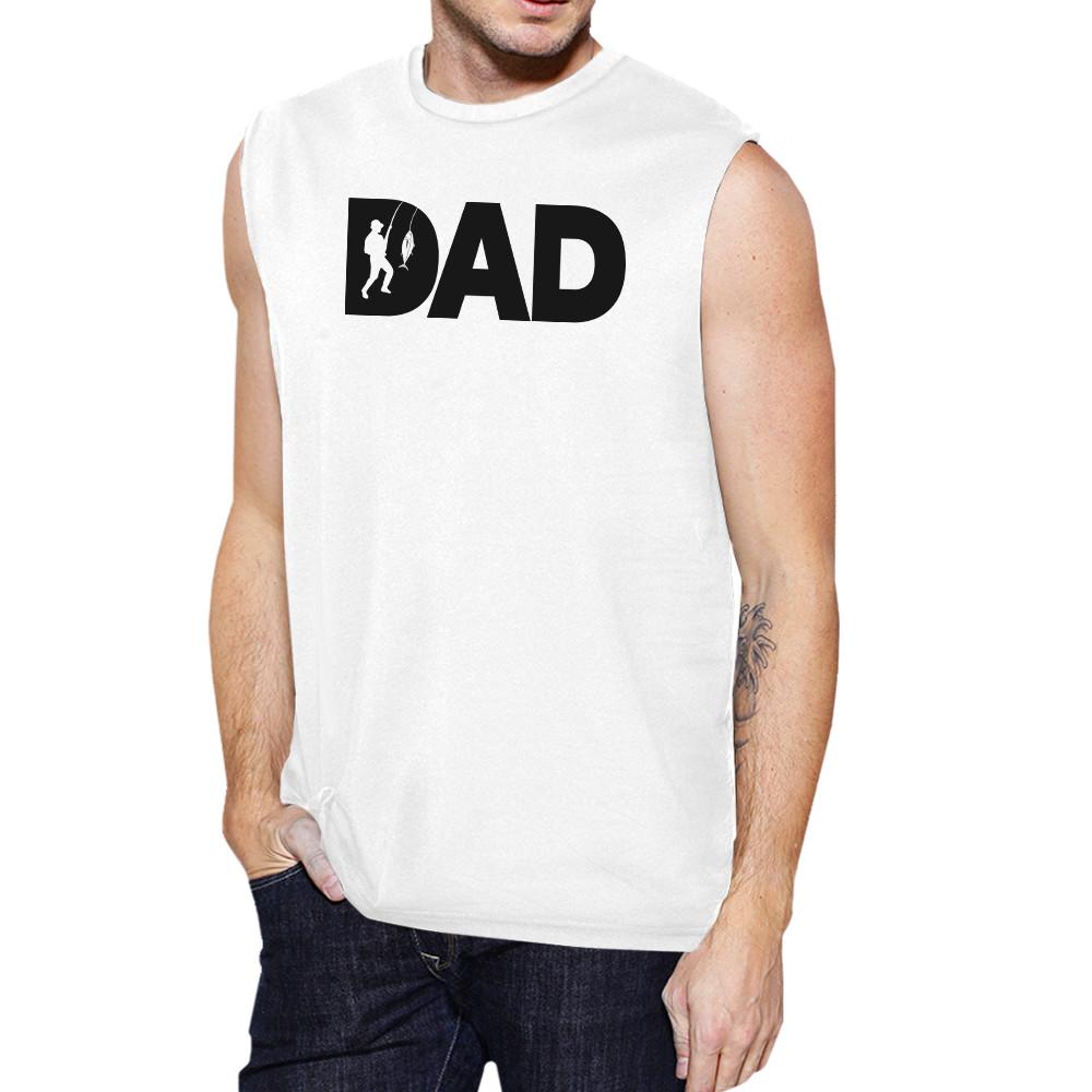 Dad Fish Men's White Sleeveless Tanks Unique Gifts - Cart2u.ro
