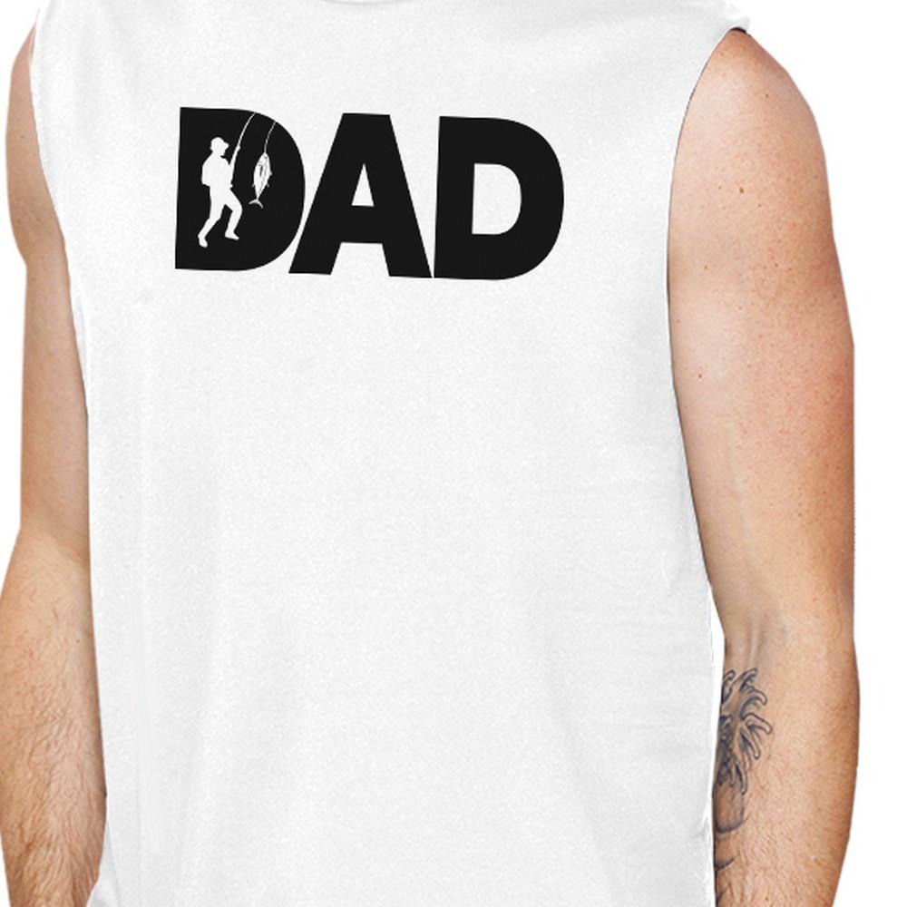Dad Fish Men's White Sleeveless Tanks Unique Gifts - Cart2u.ro