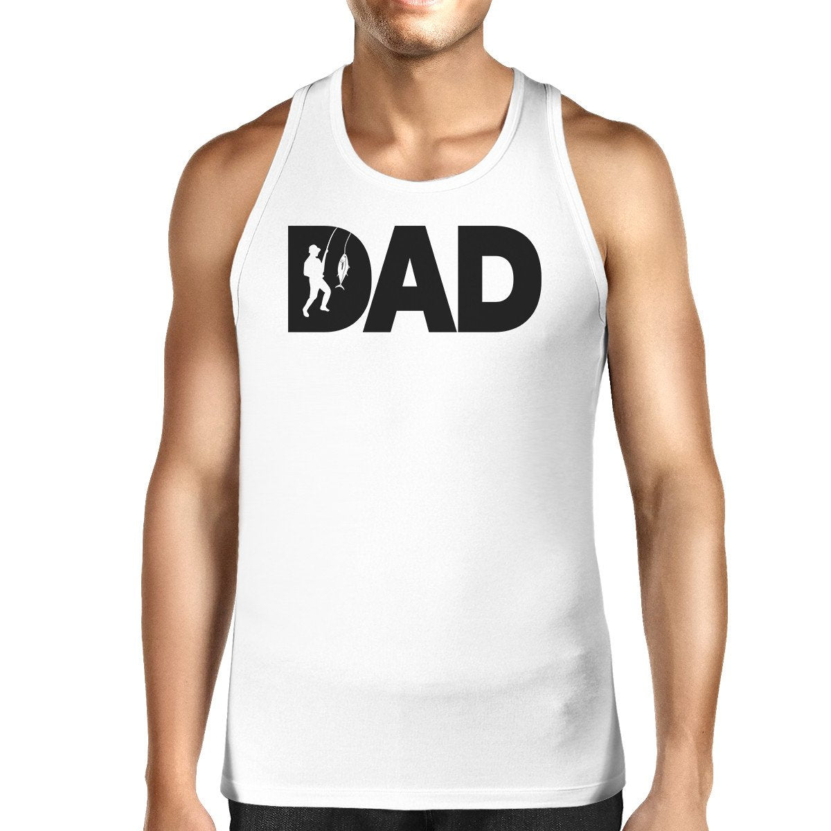 Dad Fish Mens White Graphic Tanks Unique Dad Gifts - Cart2u.ro