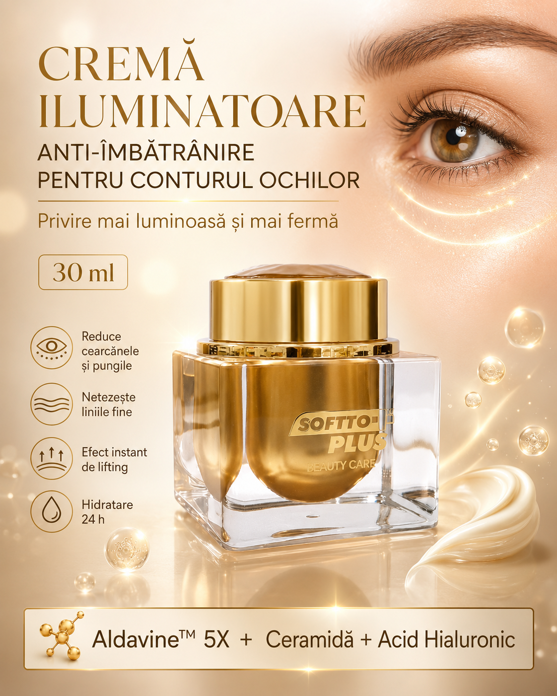 Cremă Iluminatoare Anti-îmbătrânire pentru Conturul Ochilors – 30 ml CRABLAND