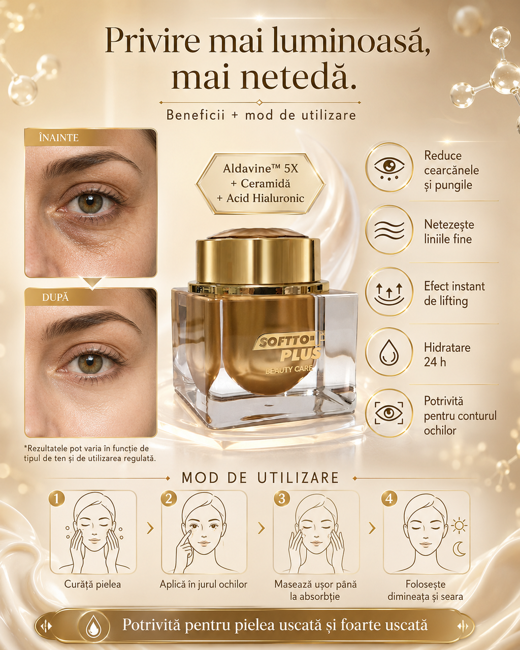 Cremă Iluminatoare Anti-îmbătrânire pentru Conturul Ochilors – 30 ml CRABLAND