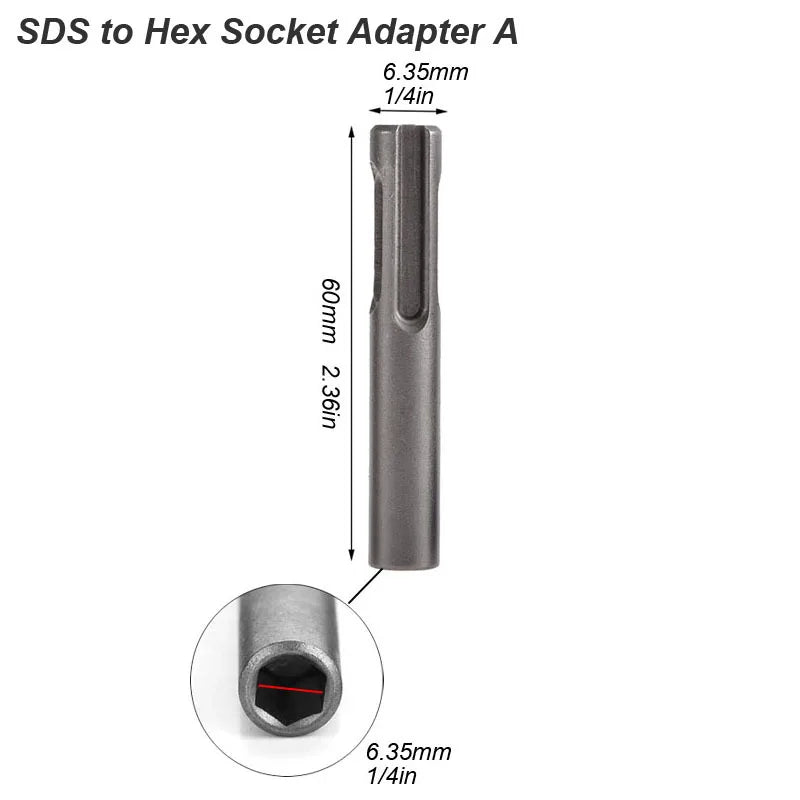 Clearance_Electric Hammer Adapter Power Drill Screwdriver Converter SDS Plus Convert to 1/4 Hex Shank Magnetic Socket Nut Impact