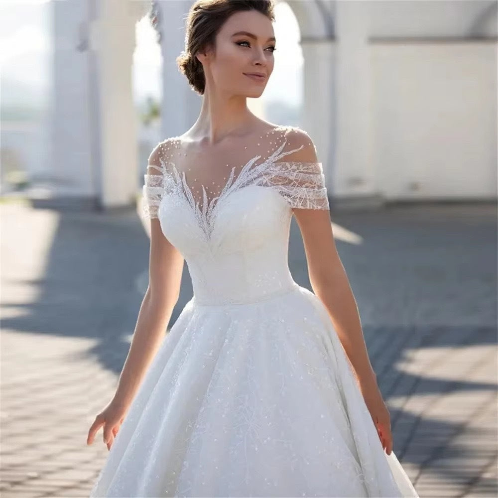 Off-shoulder Light Wedding Dress Bridal Main Yarn Lace Wedding Veil - Cart2u.ro