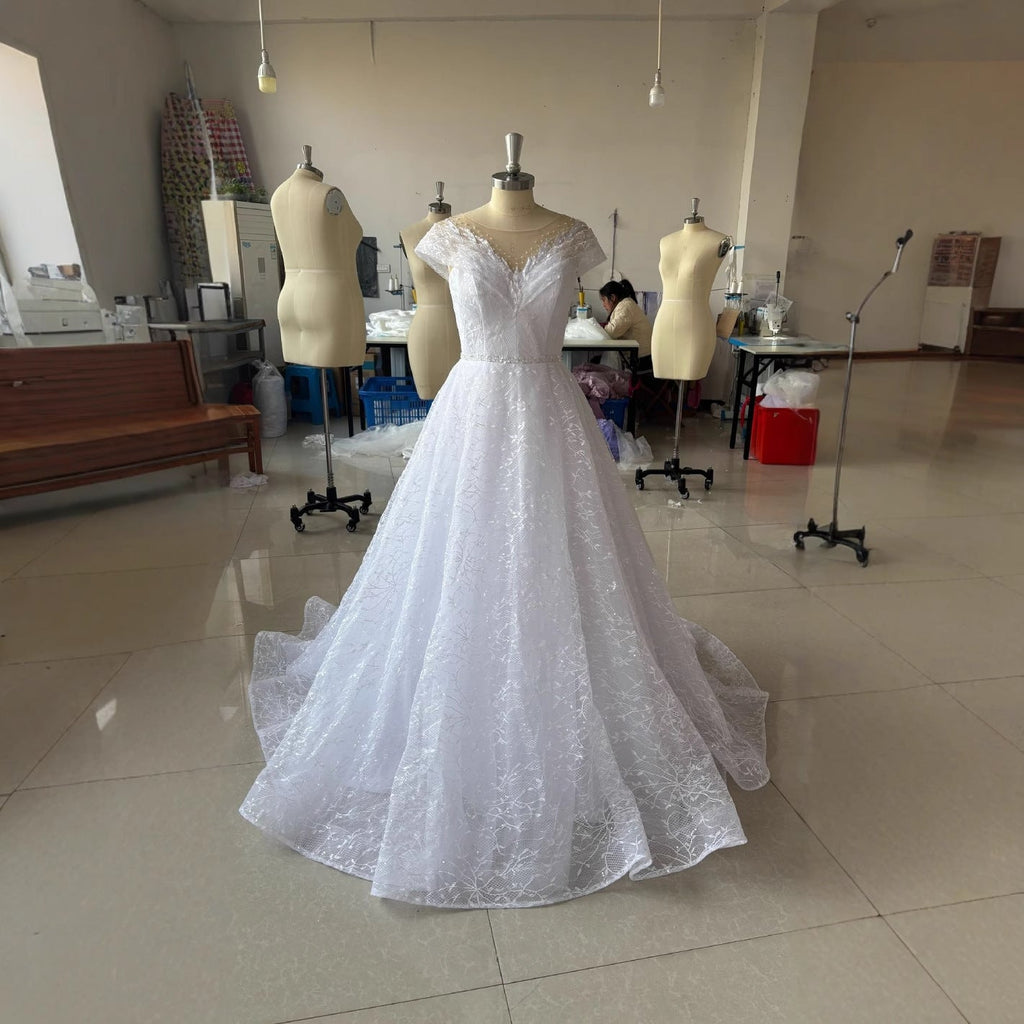 Off-shoulder Light Wedding Dress Bridal Main Yarn Lace Wedding Veil - Cart2u.ro