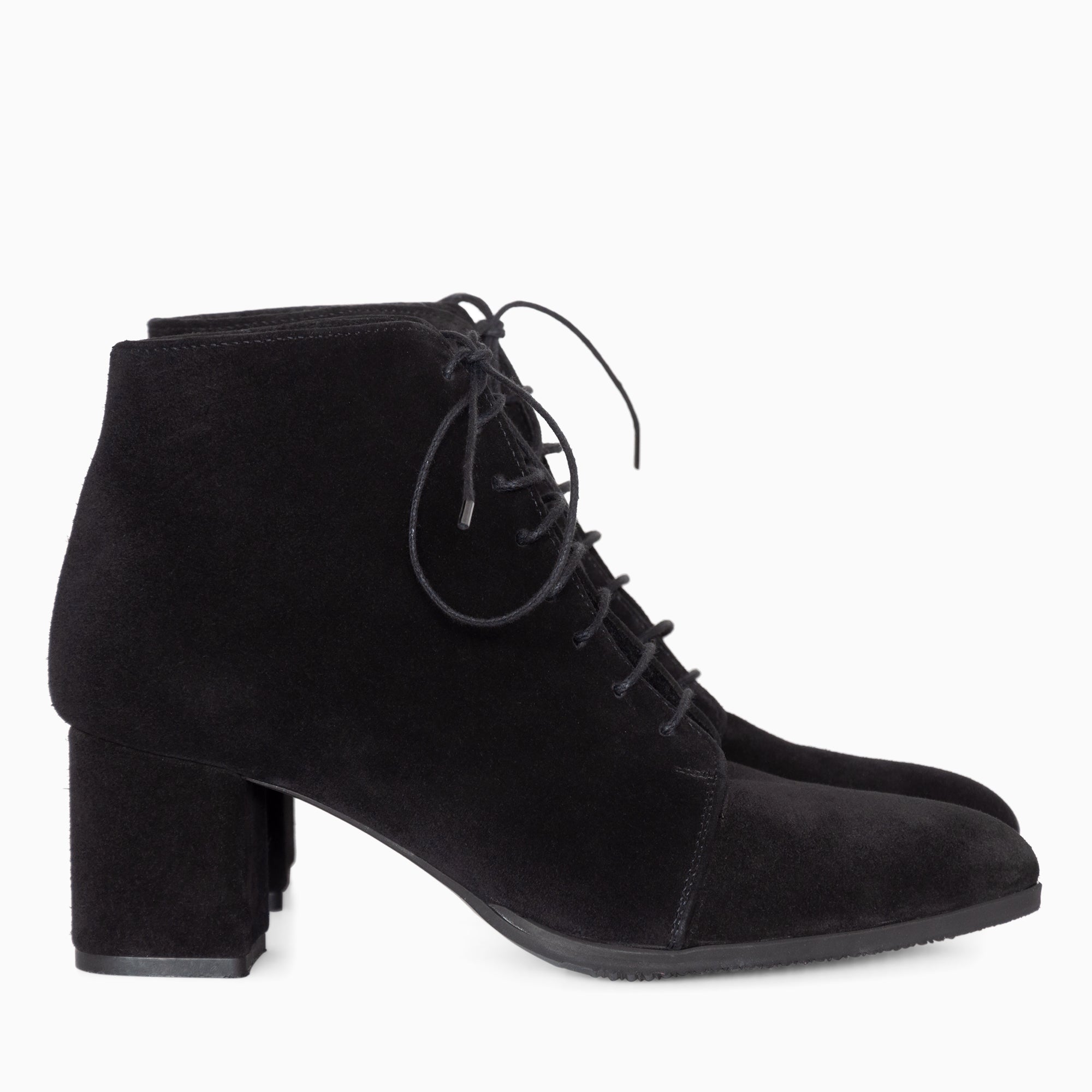 Botine cu toc comod din piele intoarsa neagra Philippa Pantofi Diane Marie