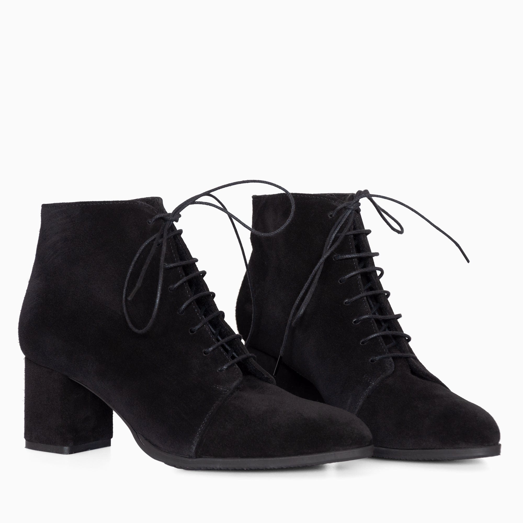 Botine cu toc comod din piele intoarsa neagra Philippa Pantofi Diane Marie