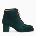 Botine cu toc comod din piele intoarsa verde Oriana Pantofi Diane Marie