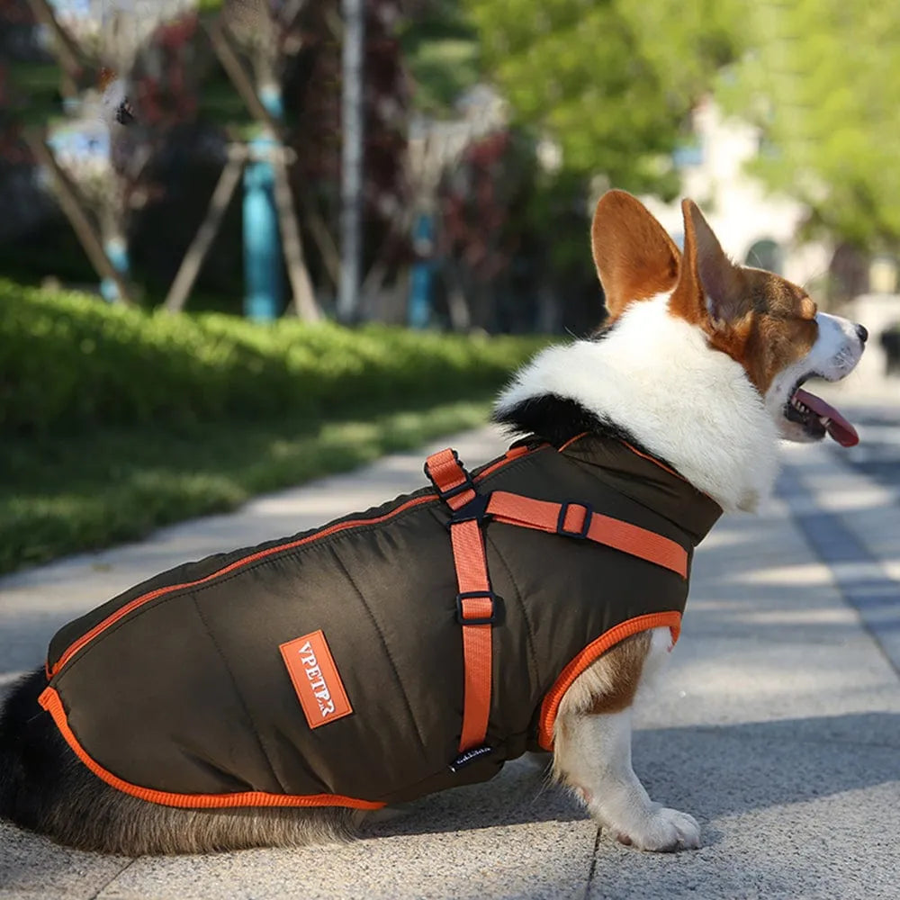 Haină impermeabilă pentru câini, cu suport lesă, maro Petora