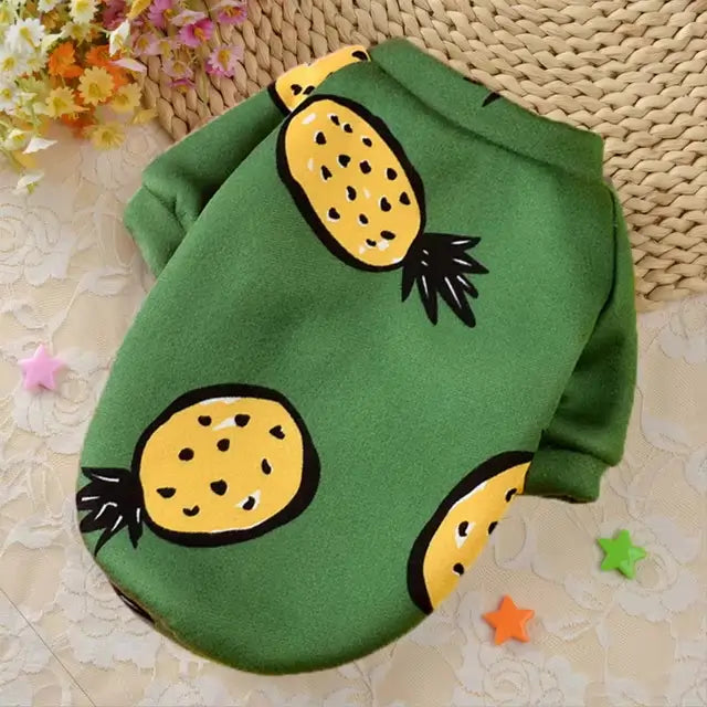 Haină pentru câini și pisici, verde, imprimeu ananas Petora