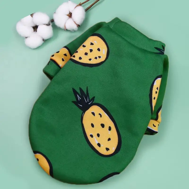 Haină pentru câini și pisici, verde, imprimeu ananas Petora