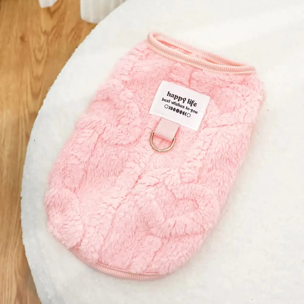 Haină pufoasă pentru câini, cu suport lesă, roz Petora