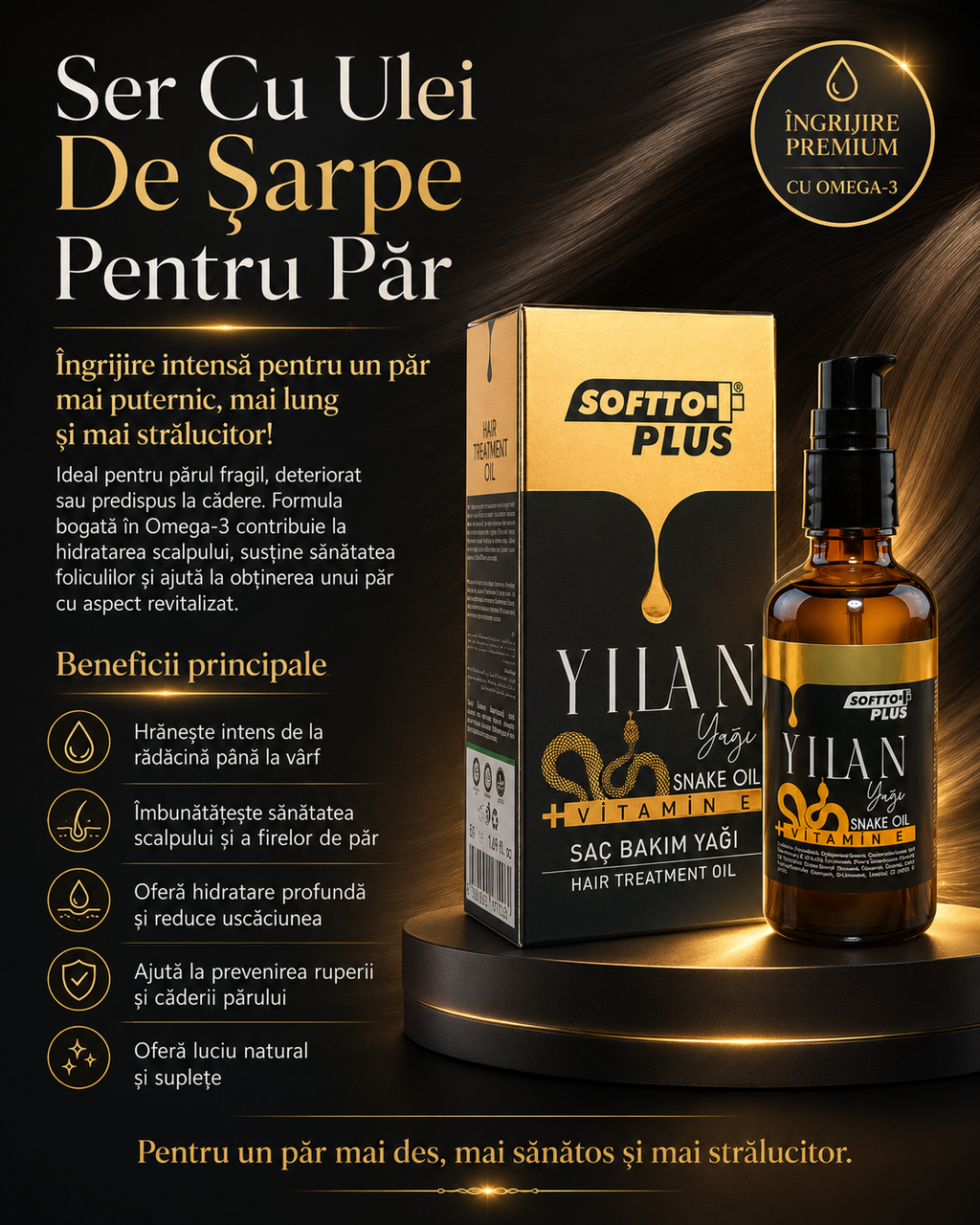 Ser Cu Ulei De Șarpe Pentru Păr CRABLAND