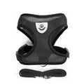 Set ham mesh respirabil pentru căței + lesă 1.5m, ajustare rapidă, negru Petora