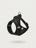 Set ham mesh respirabil pentru căței + lesă 1.5m, ajustare rapidă, negru Petora