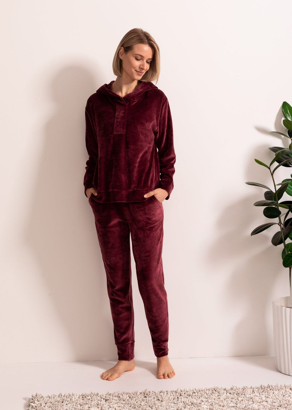 Hanorac Damă Velvet Bordo Sofiaman.ro