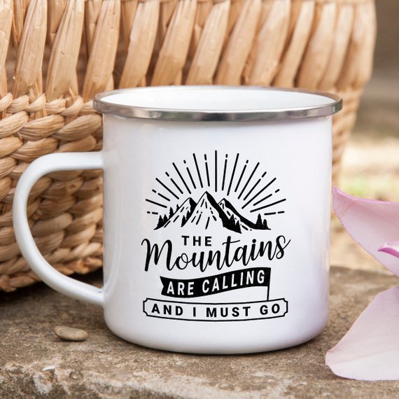Mountain Mug Enamel Mug Wanderlust Camping Mug The - Cart2u.ro