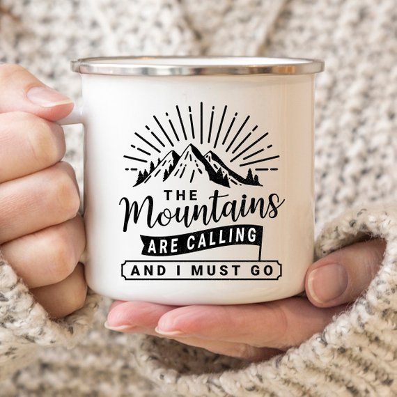 Mountain Mug Enamel Mug Wanderlust Camping Mug The - Cart2u.ro
