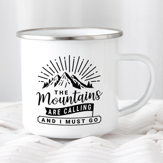 Mountain Mug Enamel Mug Wanderlust Camping Mug The - Cart2u.ro