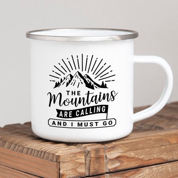 Mountain Mug Enamel Mug Wanderlust Camping Mug The - Cart2u.ro