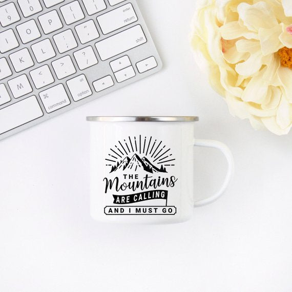 Mountain Mug Enamel Mug Wanderlust Camping Mug The - Cart2u.ro