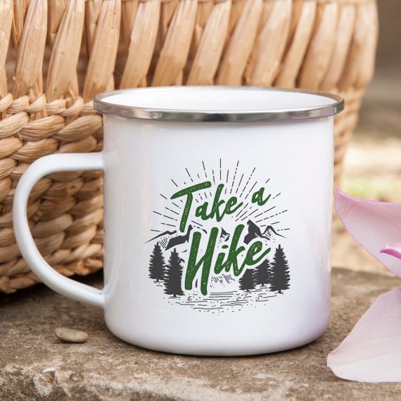 Hiking Gift for Hiker Enamel Mug Wanderlust - Cart2u.ro