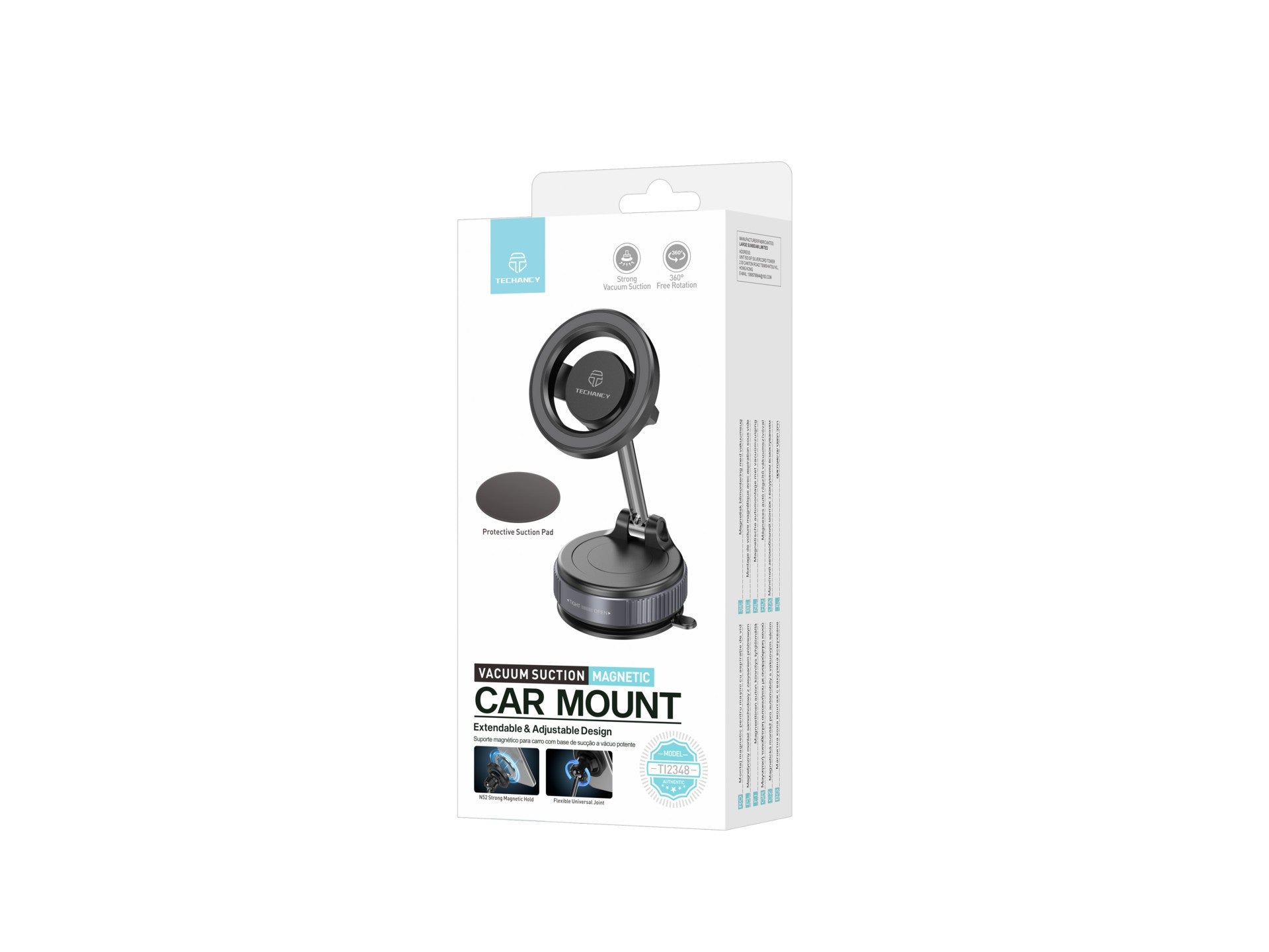 Techancy Suporte Magnetico de Carro TI2348 com Ventosa a Vacuo,