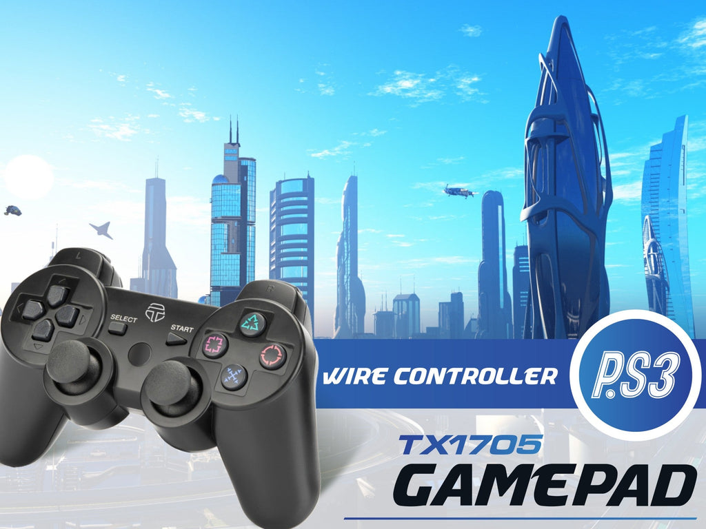 Controlador de jogos com fio USB Techancy para PS3 + PC, TX1705, com