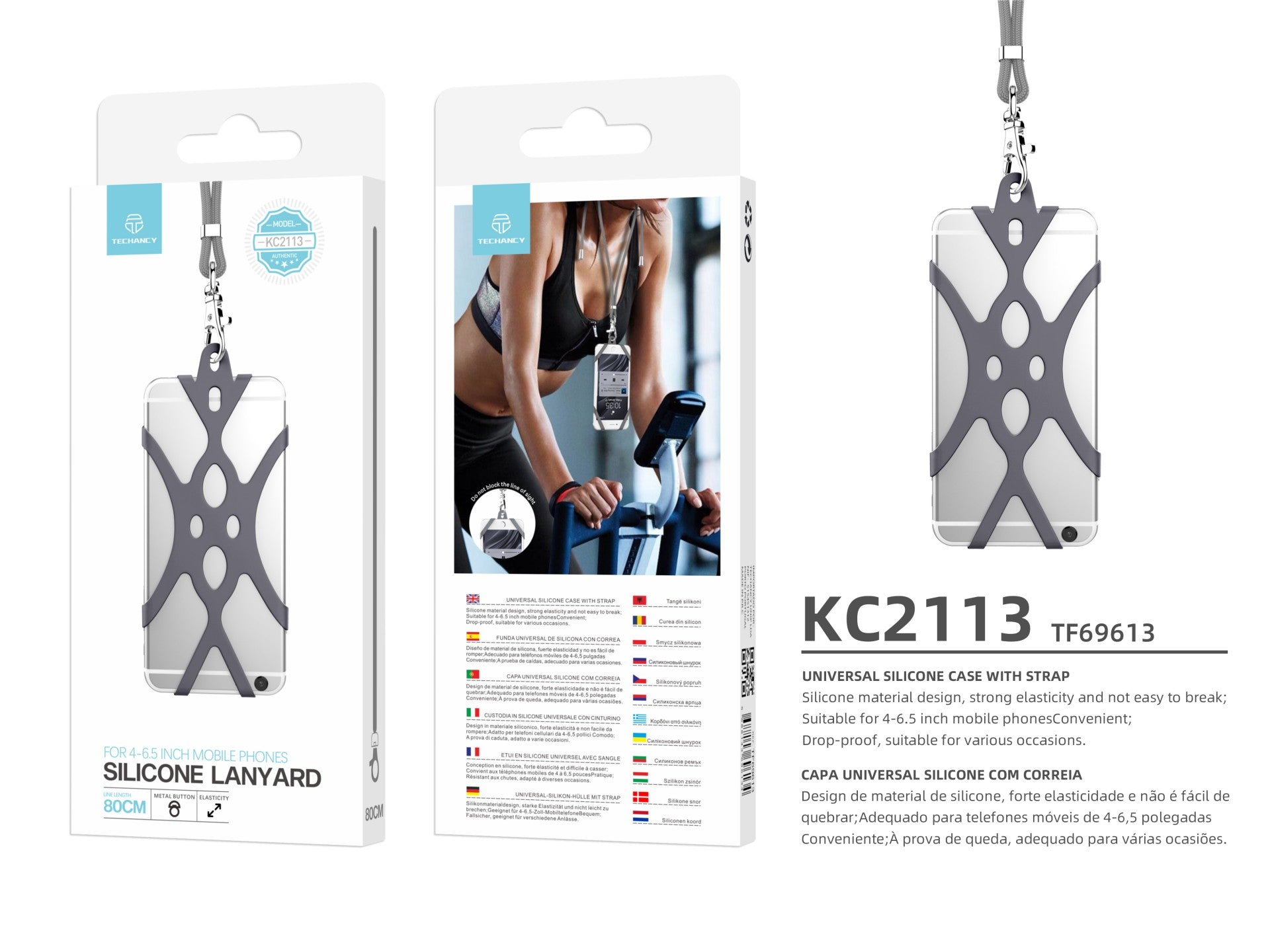 Correio universal de silicone para telemóvel Techancy 80 cm, KC2113,