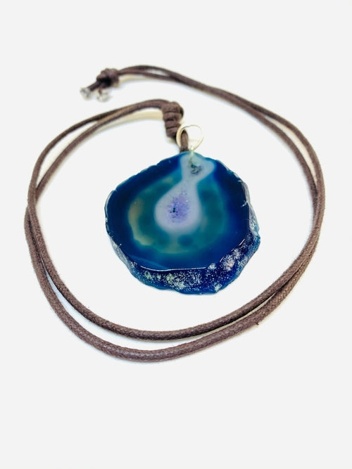 Agate Necklace Teal Lily