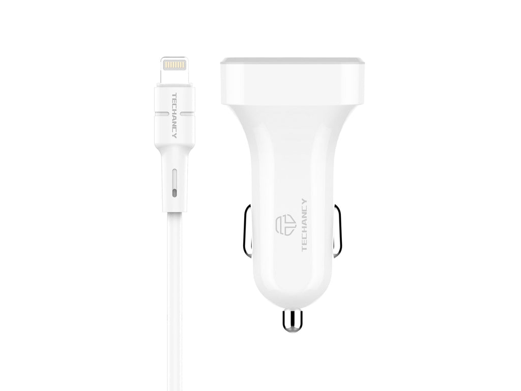 Încărcător Auto Dual USB 2.4A Techancy TC6401 cu Cablu Lightning