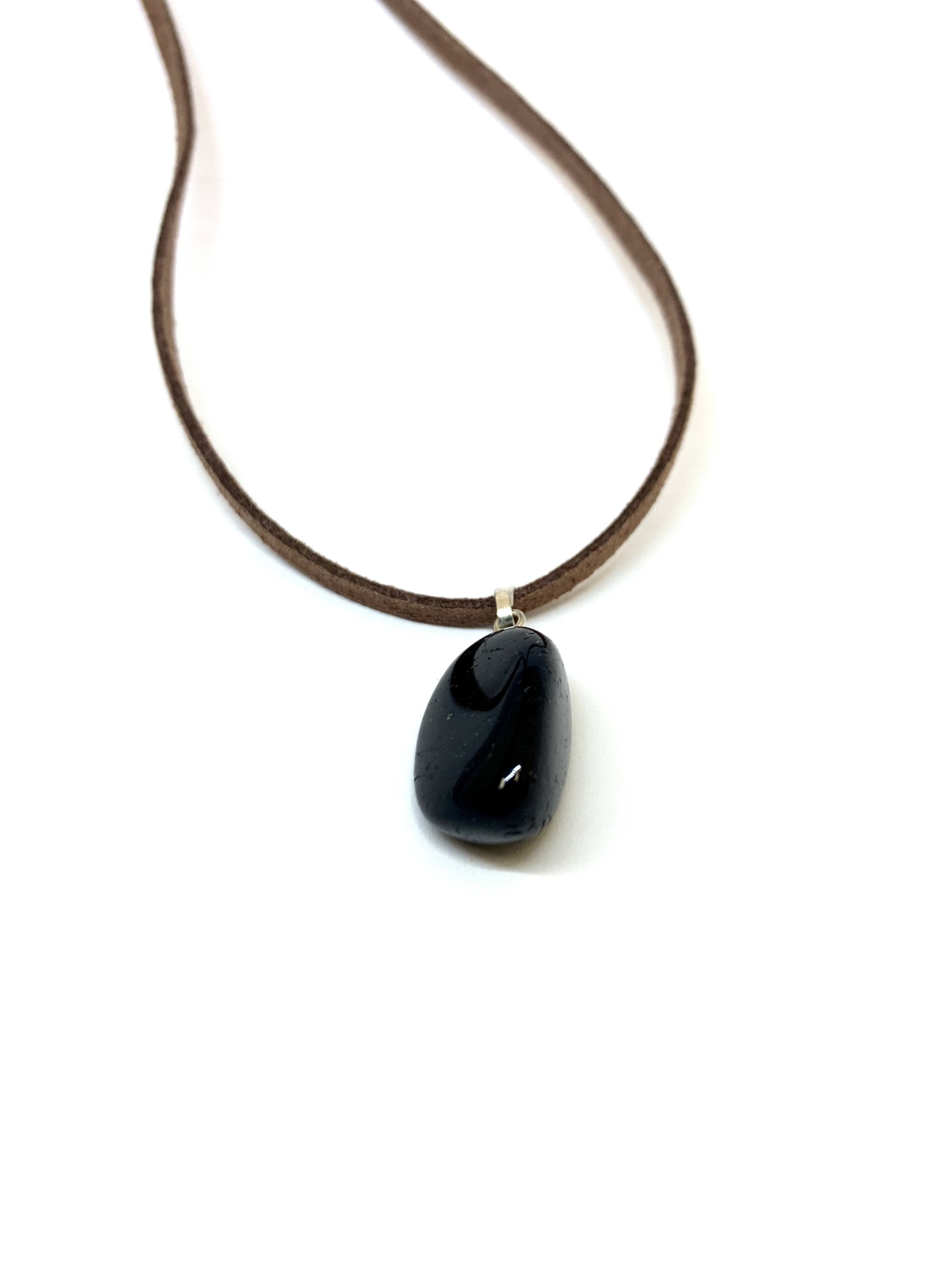 Black Tourmaline Tumbled Pendant - Cart2u.ro