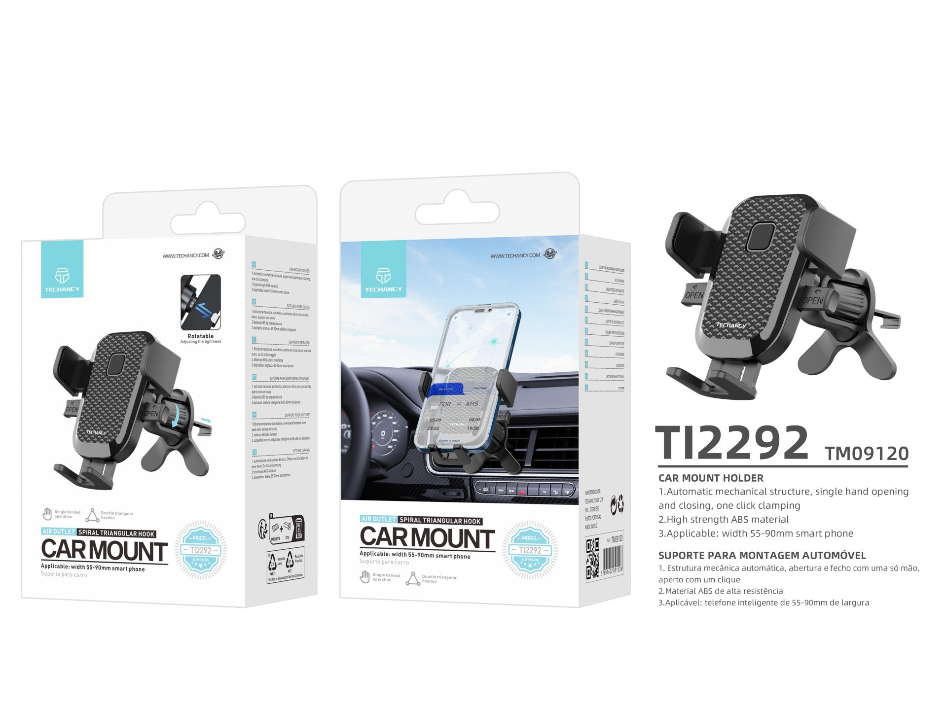 Techancy Suporte Para Telemóvel Para Automóvel Ti2292, Operação Com