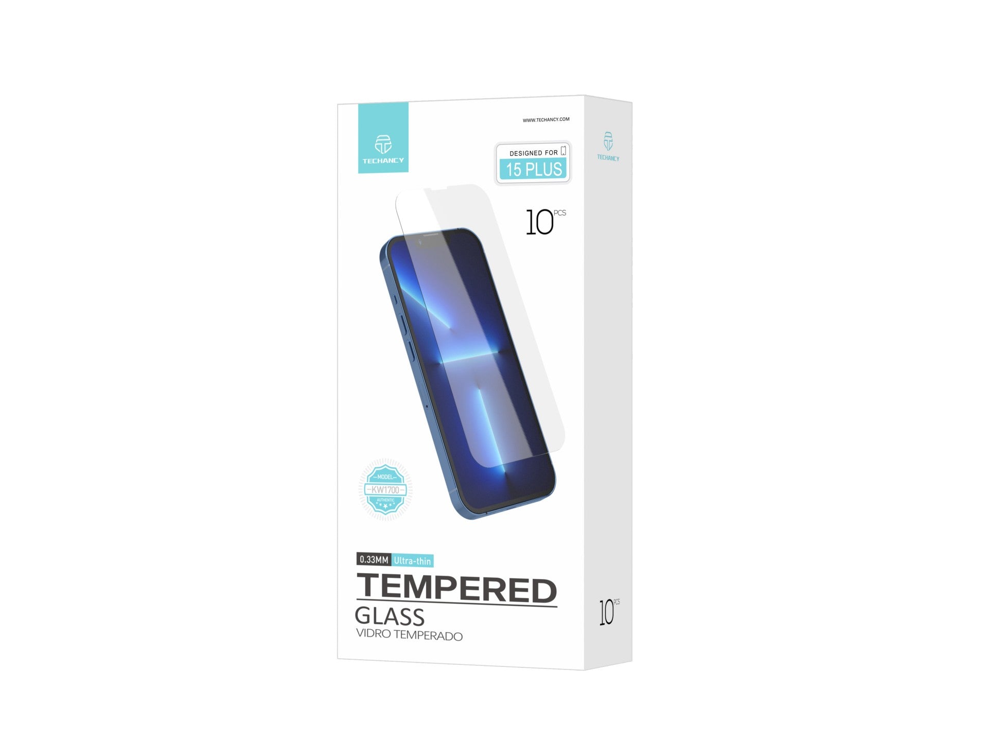 Techancy Película de Vidro Temperado  para iPhone 15 Plus KW1700 ,