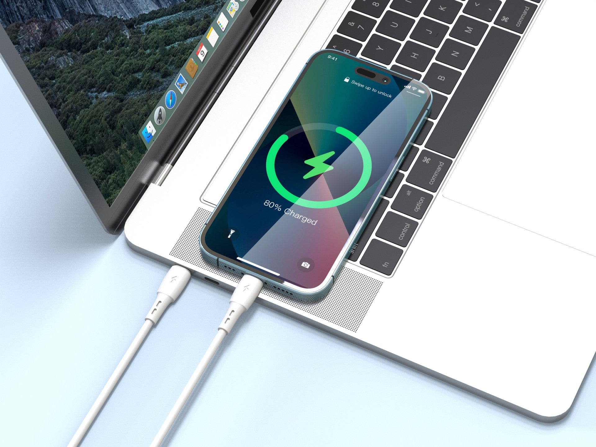 Techancy Cabo De Dados USB C to Lightning Branco TB1778, Carregamento