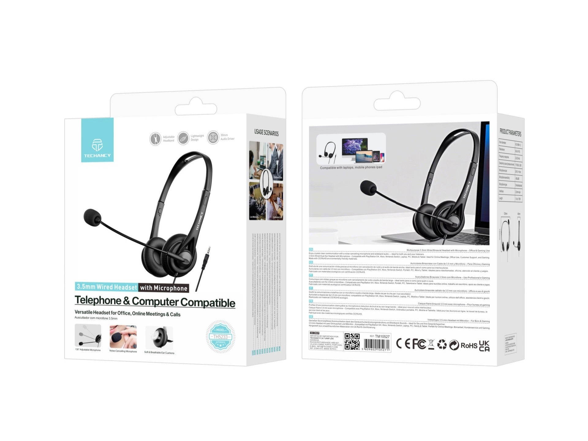 Căști Binaurale Cu Fir Techancy de 3,5 mm TH5233 cu Microfon