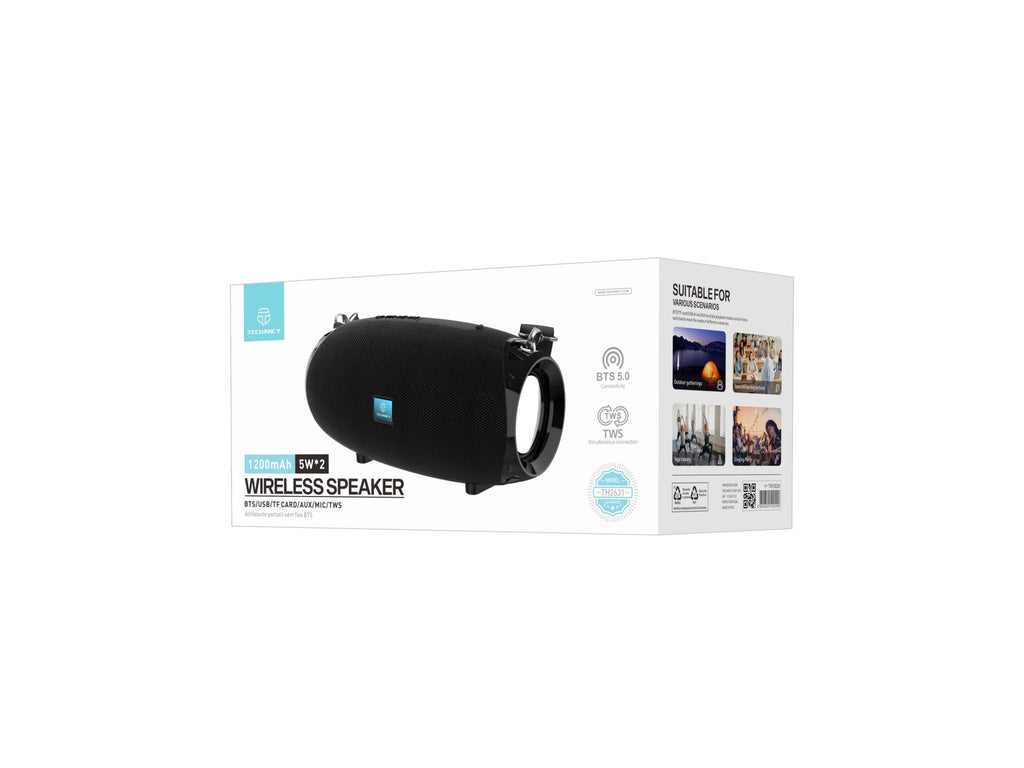 Techancy Altifalante Sem Fios Preto TH2631, Com Bateria Incorporada De