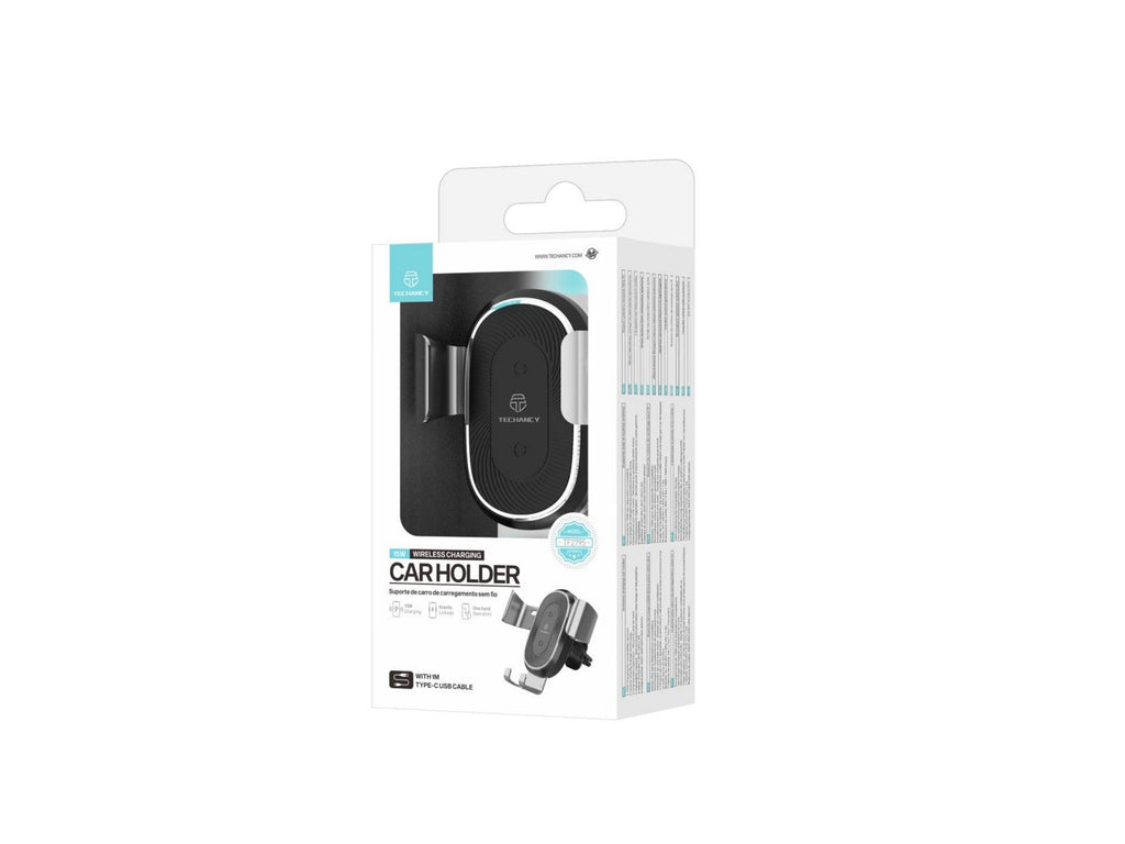 Techancy Suporte Para Telemóvel De Automóvel Com Carregamento Sem Fios