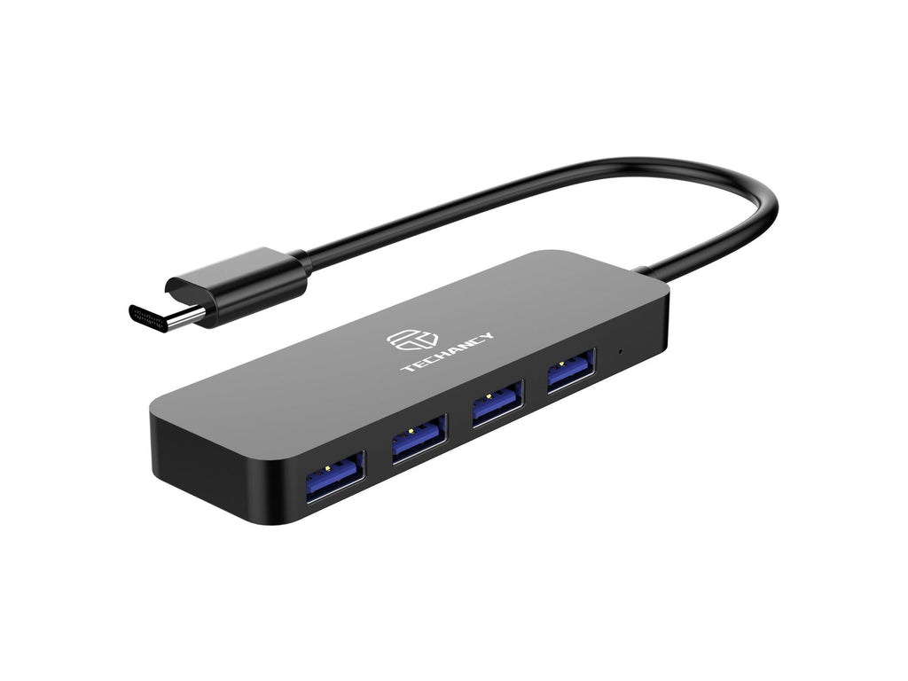 Hub Techancy Tipo C para USB 3.0, KK2107, expansor USB 4 em 1, preto