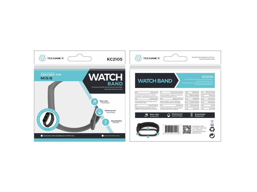 Techancy Bracelete De Silicone Cinzenta KC2105, Compatível Com A Mi5/6